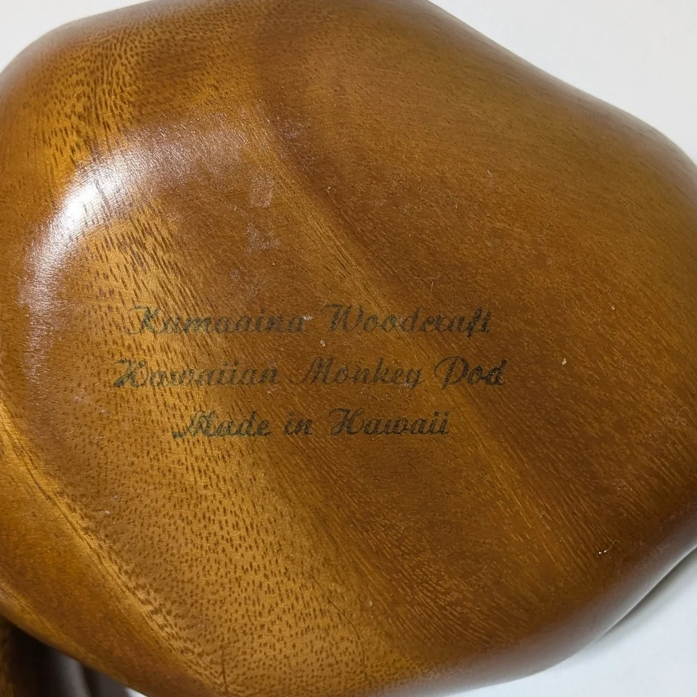 Vintage Monkey Pod Wood Leaf Bowls